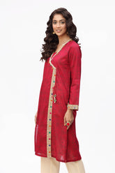 Side Patti 2 in Maroon coloured Printed Lawn fabric 2